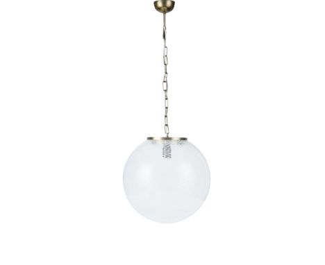  MARIO BOTTA (B. 1943) FOR VENINI 'RETICELLO' LIGHT, CIRCA 1970 glass and chromed steel 38cm high excluding chain   