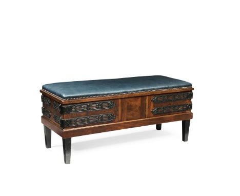  ATTRIBUTED TO C.R. ASHBEE (1863-1942) FOR JOHN BROADWOOD & SONS ARTS & CRAFTS DUET STOOL, CIRCA 1904 walnut and ebonised woo