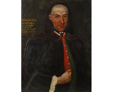 Portrait des Johann Ulrich Beck barockes Halbfigurenbildnis eines älteren Herrn, links bezeichnet und datiert "Joh. Ulrich Be