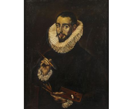 Portrait nach "El Greco" Darstellung des Jorge Manuel Theotokopoulos, (das Original von ca. 1600-05), Galeriekopie mit Nr. 23