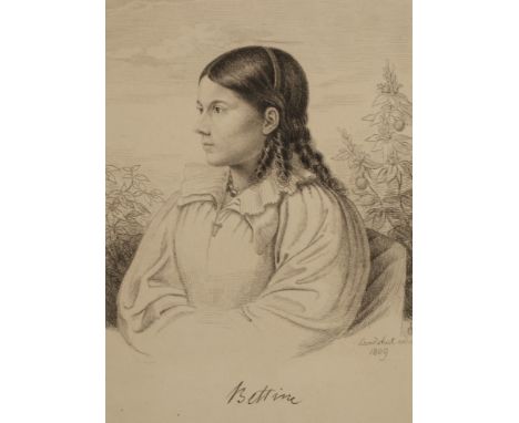 Prof. Ludwig Emil Grimm, Bildnis Bettina Brentano Portrait der 24-jährigen Bettina Brentano (1785 Frankfurt am Main bis 1859 