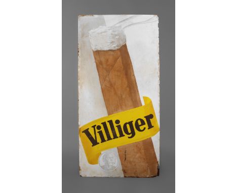 Großes Emailschild Villiger Mitte 20. Jh., signiert Ottler, gemarkt Pyro Email, Herstellervermerk Boos &amp; Hahn Ortenberg-B