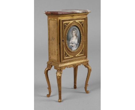 Miniaturmöbel Historismus 19. Jh., Bronze mehrteilig gearbeitet und montiert, im Barockstil gearbeiteter Tischsekretär auf ge