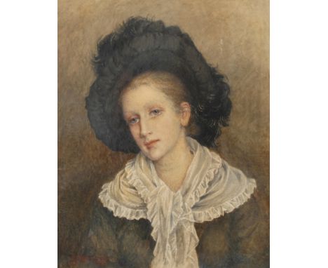  G. F. Koberwein, Bildnis einer jungen Frau Portrait einer jungen Frau in der Mode der Zeit, mit leicht nach unten geneigtem 