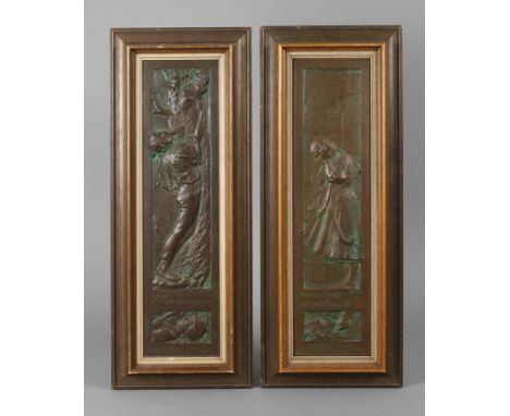 Zwei Eisengussreliefs Tschechien, 1899/1903, Eisen gegossen und dunkelbraun patiniert, als Jahresgaben für einen Künstlervere