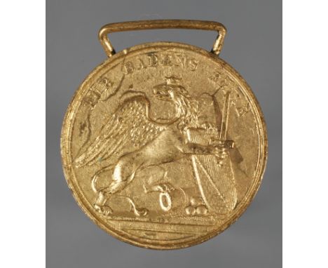 Felddienst-Auszeichnung Baden um 1871, Bronze, vergoldet, Trageöse etwas verbogen, G ca. 19,71 g. 