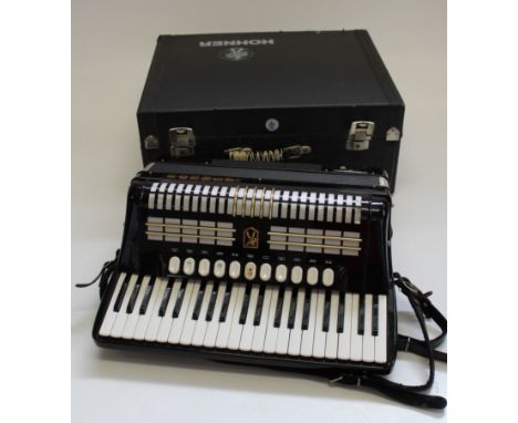 A cased Hohner Musette IV Piano Accordion&nbsp;
