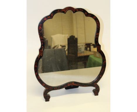 A mid 20th century Chinoiserie framed easel toilet mirror, 55 x 43cm&nbsp;