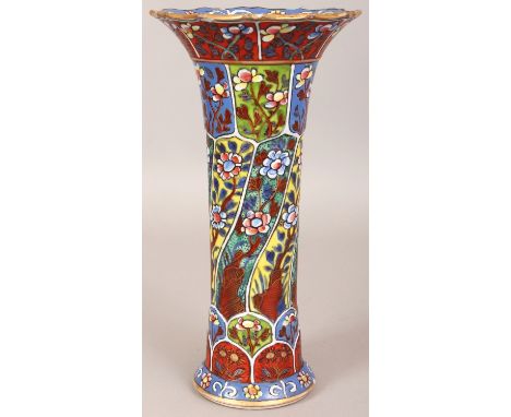 A CHINESE KANGXI PERIOD CLOBBERED PORCELAIN BEAKER VASE, the porcelain and underglaze-blue decoration circa 1700, the Europea