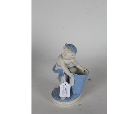 Royal Worcester bisque porcelain figure depicting a young boy with a basket, 20cm high, AF