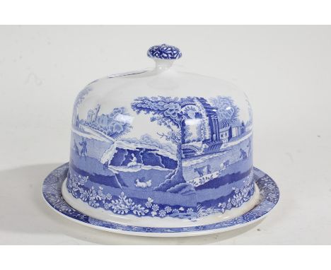 Spode Italian pattern cheese dish and cover, with blue and white transfer decoration