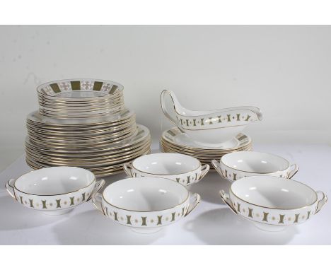 Quantity of Spode Persia dinner ware, comprising soup bowls, plates, sauce boat on stand etc. (qty)