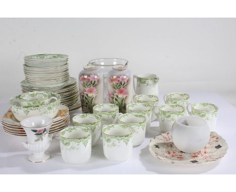 Johnson Bros Pareek set of six bowls, together with a green and white tea service, pair of vases, glass jug and others (qty)