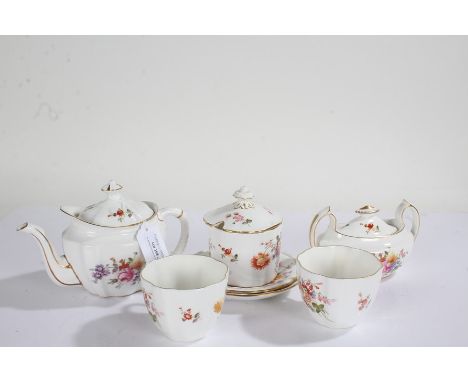 Quantity of Royal Crown Derby 'Derby Posies' porcelain, to include a teapot, sugar bowl, two teacups, preserve pot, one sauce