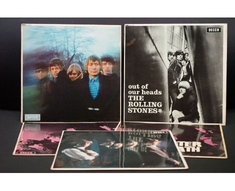 Vinyl - 5 Rolling Stones LPs to include Out Of Our Heads (SKL 4733) Stereo boxed blue Decca label, Aftermath (LK 4786) x 2 bo