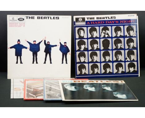 Vinyl - The Beatles and related, 6 albums to include: A Hard Day’s Night (UK 1st pressing 3N / 3N, PMC 1230) VG+ / VG+, Help 