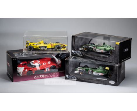 Group of sixteen various Hotwheels 1:18 scale F1 model cars, Irvine 54628 - Irvine 50194 - Trulli B7019 - Renault 185115 - Re