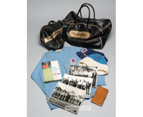 Scottish golfer's Tom Haliburton Ryder Cup and golfing memorabilia,comprising Ryder Cup 1961 blue and white wool cap, with RY