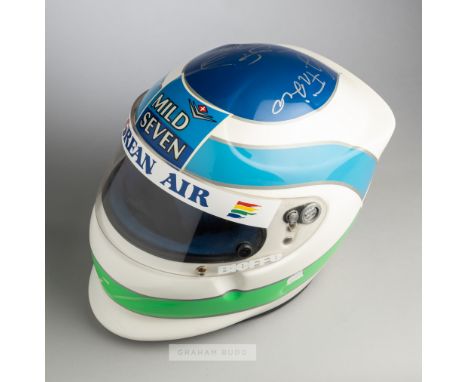 Giancarlo Fisichella signed Benetton 2001 full scale replica F1 drivers helmet,signed in silver marker pen, unboxed