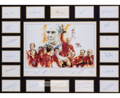 England 1966 World Cup winners' autographed montage,centrally mounted with a limited edition print depicting the triumphant s