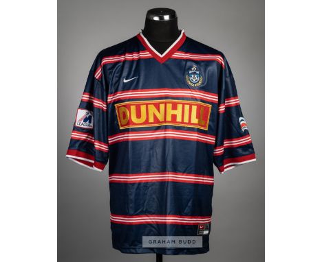 David Rocastle navy, red and white Sabah FC no.12 jersey, circa 1999,Nike, short-sleeved with SABAH MALAYSIA and M LEAGUE sle