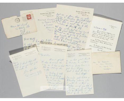 Two handwritten letters from Duncan Edwards of Manchester United and England to his fiancéeMolly Leech and relating to his ti