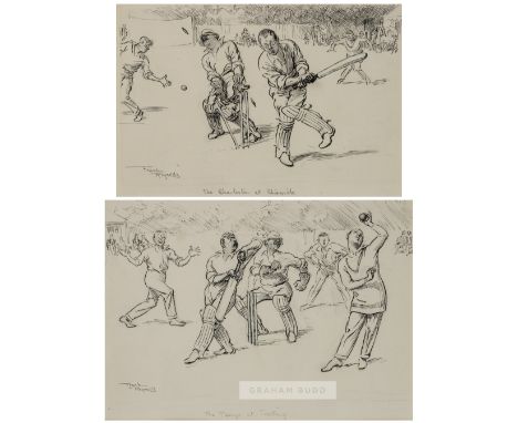 Frank Reynolds (British, 1876-1953) two cricketing drawings for Punch magazine, circa 1930s Both pen and ink, the first title