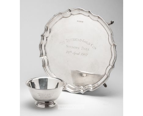 Silver salver awarded to the jockey Stan Mellor for winning the Whitbread Gold Cup on Frenchman's Cove at Sandown Park on 28t