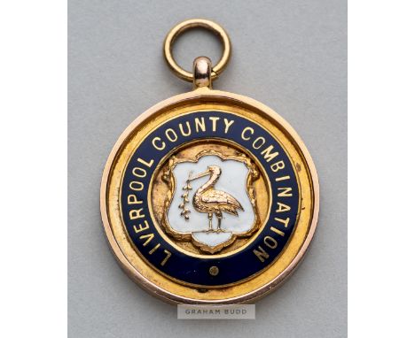 9ct. gold and Enamel 1931-32 Liverpool County Combination winner's medal awarded to the Everton goalkeeper George "Harry" Hol