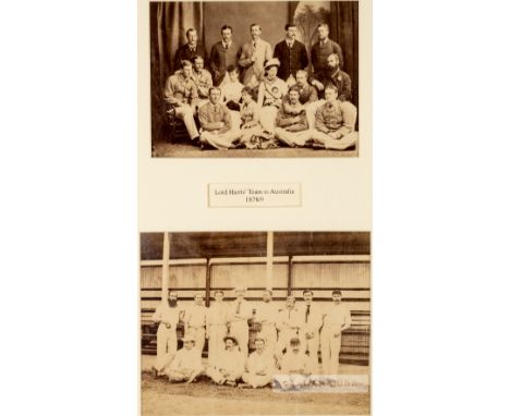 Photographic display of Lord Harris' England cricket tour of Australia and New Zealand in 1878-79 display.The first photograp