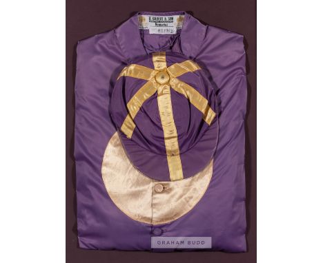 Chilibang winning silks from the King's Stand Stakes at Royal Ascot 17th June 1988, ridden by Willie Carson, owned by Mrs H J