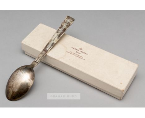 Georg Jensen Danish silver spoon presented to Duncan Edwards on the occasion of Manchester United's visit to Copenhagen in Ma