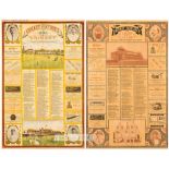 Two Cricket fixtures advertisement supplements issued by 'Cricket' for 1898 and 1899,  each