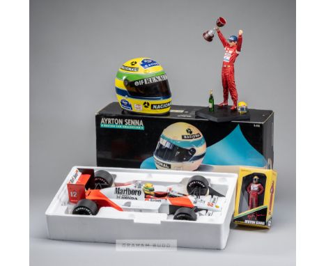 Ayrton Senna themed collection of various Minichamps model cars and assorted figurines (12) FW14 540911805 - Lotus 540851812 