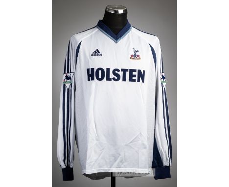 Christian Ziege white Tottenham Hotspur no.23 home jersey, season 2001-02,Adidas, long-sleeved with THE FA PREMIER LEAGUE sle