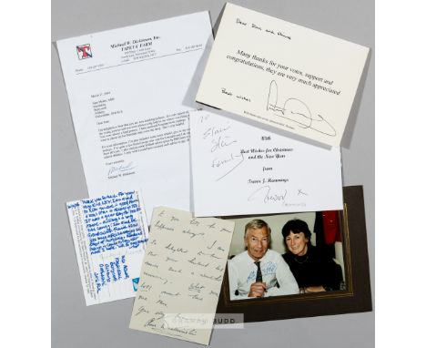 Autographs from the collection of Stan and Elain Mellor,including Thank you cards, Christmas cards, letters, notelets, etc., 
