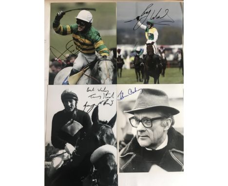 Collection of signed photographs of famous national hunt moments and stars, signed in black marker pen, majority 12 by 8in., 