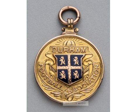 9ct. gold and Enamel Durham Football Association Challenge Cup winner's medal awarded to Darlington FC's goalkeeper George "H