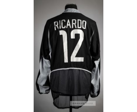 Roberto Jimenez black Portugal no.12 goalkeeper's jersey v England, played at Villa Park, 7th September 2002, Nike, long-slee