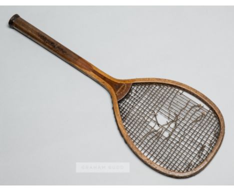 Early tennis racquet "The Whitehouse" by Slazenger and retailed by Goudie & Co of Edinburgh,the frame is sound but the thick 