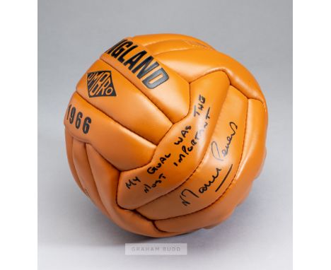 Martin Peters and Geoff Hurst signed England 1966 replica football, Umbro, signed in black marker pen, with personal comments