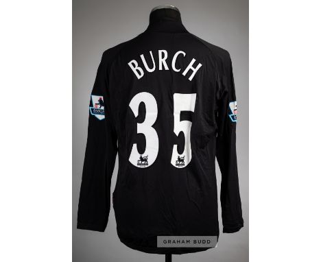 Rob Burch black Tottenham Hotspur no.35 goalkeeper's jersey, season 2005-06,Kappa, long-sleeved with BARCLAYS PREMIERSHIP sle