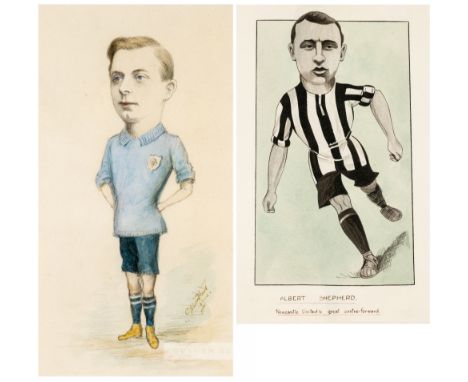 Original watercolour of England's amateur international footballer G.O. Smith by C S Landlaw, dated 1910,pencil and watercolo