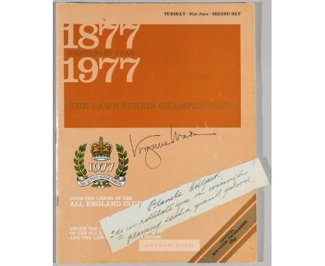 Autographs of the British ladies tennis champions Virginia Wade and Blanche Hillyard,the first on a Wimbledon tennis programm