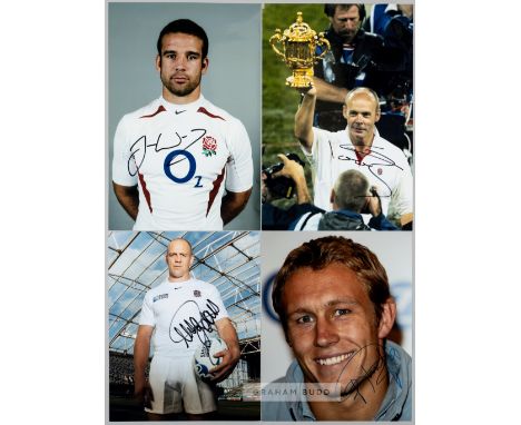 England 2003 Rugby World Cup winners signed photographs,signatures include Jonny Wilkinson, Sir Clive Woodward, Joe Worsley, 