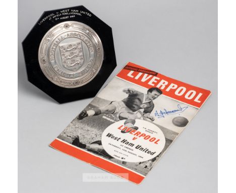 Alf Arrowsmith's Football Association Charity Shield plaque for Liverpool v West Ham United, played at Anfield, 15th August 1