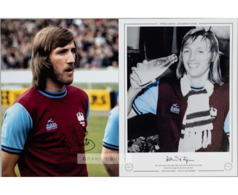 FOOTBALL - West Ham United F.A Cup winners 1975 Alan Taylor and Billy Bonds – Pair of large 16”x12” signed Limited Edition di