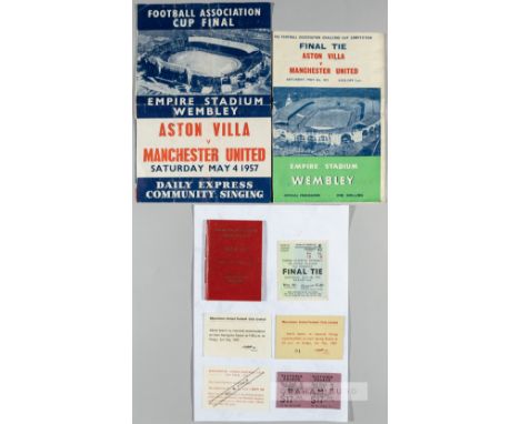 1957 F.A. Cup Final memorabilia originally owned by Manchester United's Duncan Edwards, comprising Edwards' Manchester United