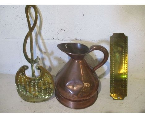 A copper gallon measure jug by Edgar &amp; Son of Bristol of globular form and a loop handle. Impressed marks 'Edgar &amp; So