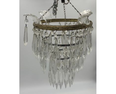 A crystal drop chandelier light fitting 
